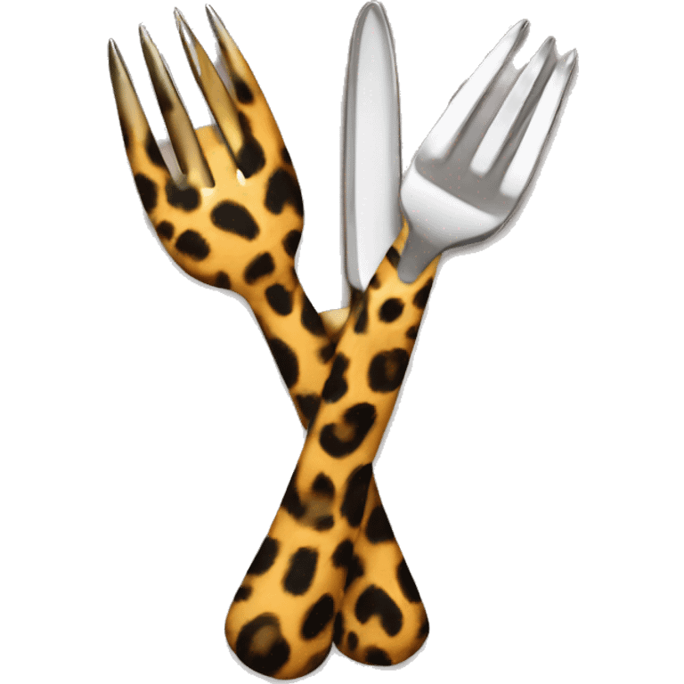 A leopard eating fork knife emoji