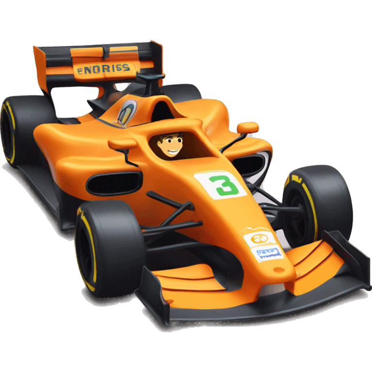 Lando Norris inside an orange formula one car  emoji