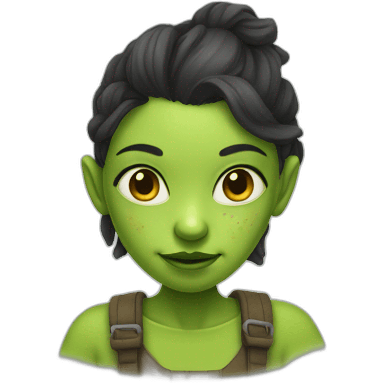 girl with facial mask looks like a goblin emoji