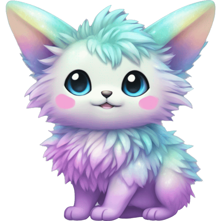 Shiny Sparkly Colorful Fluffy beautiful fantasy Kawaii Ethereal Anthro Sona Fakemon-animal Full Body emoji