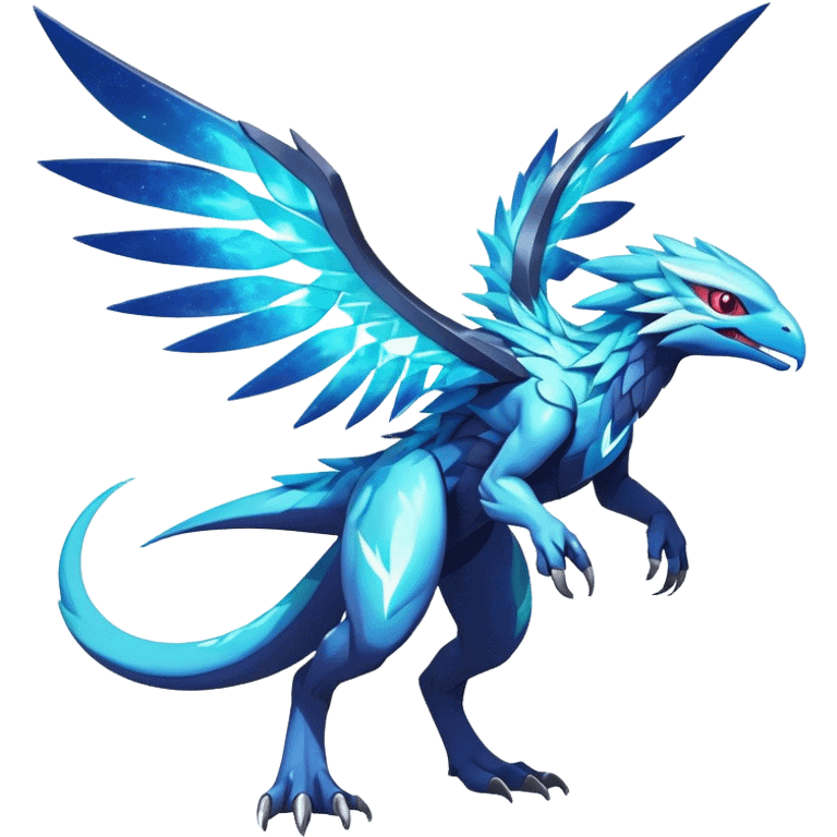 Shiny Futuristic Celestial Magical Ethereal Godly Divine Nebula-Fakemon-Pokemon-Digimon-Spectrobes-Raptor-fusion, full body emoji