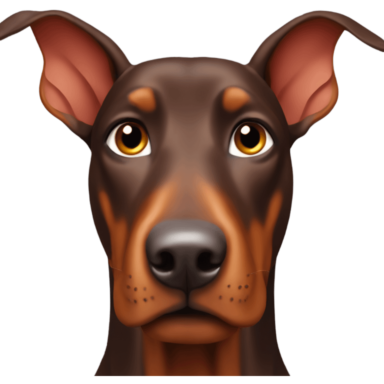 Red Doberman without cropped ears face facing front happy expression  emoji