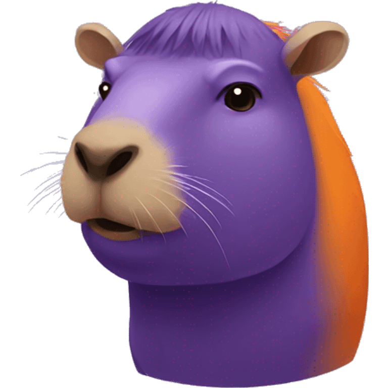 purple capybara with an orange on it's head emoji