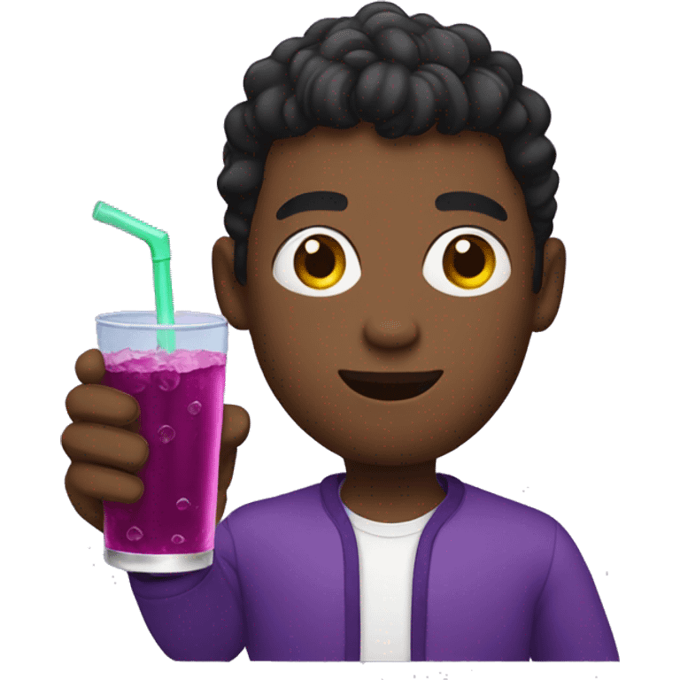 Black gay dude holding grape soda emoji