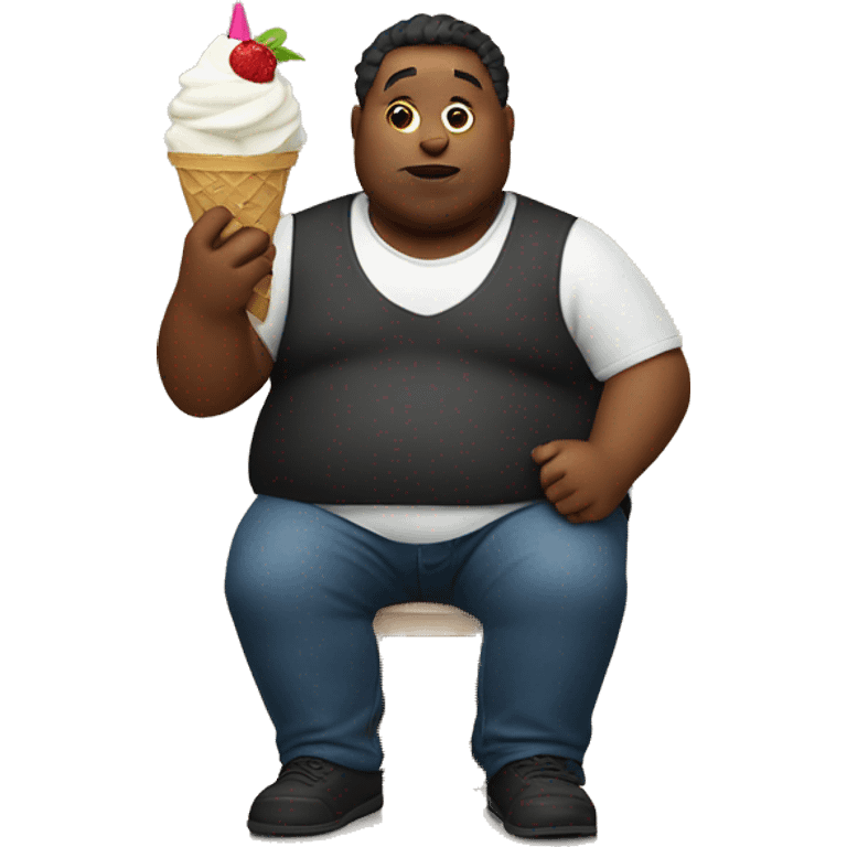 Fat man eating ice cream emoji