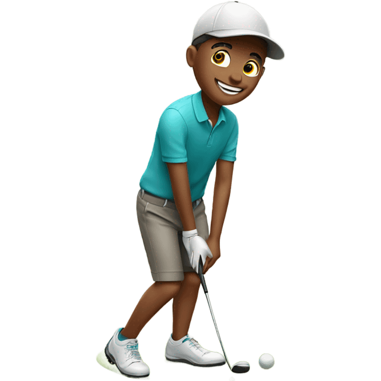 smiling boy golfing emoji