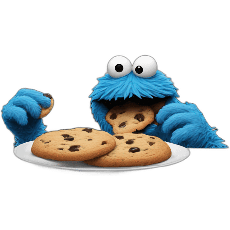 Cookie monster eating a cookie emoji