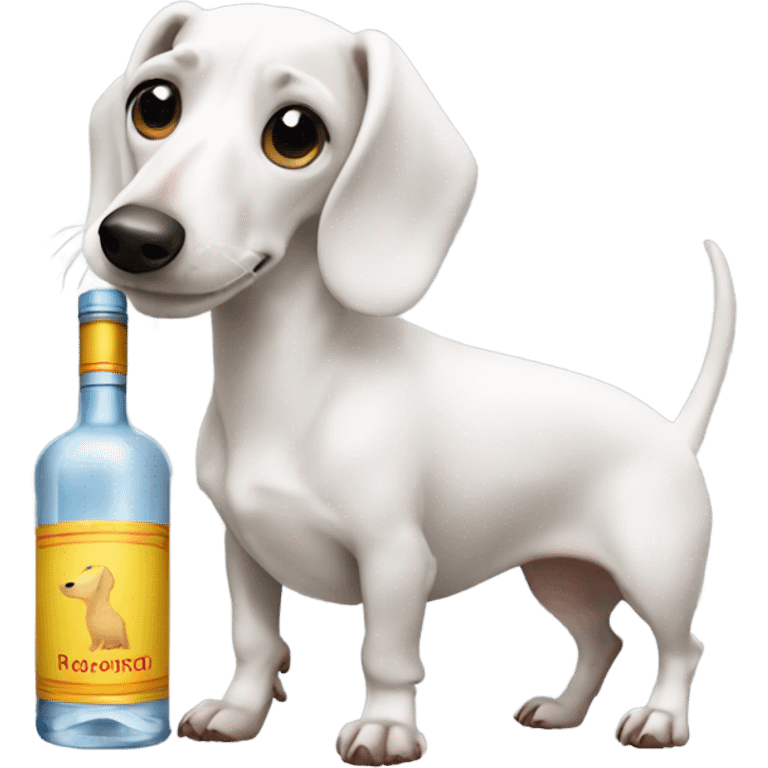 White Dachshund with vodka   emoji