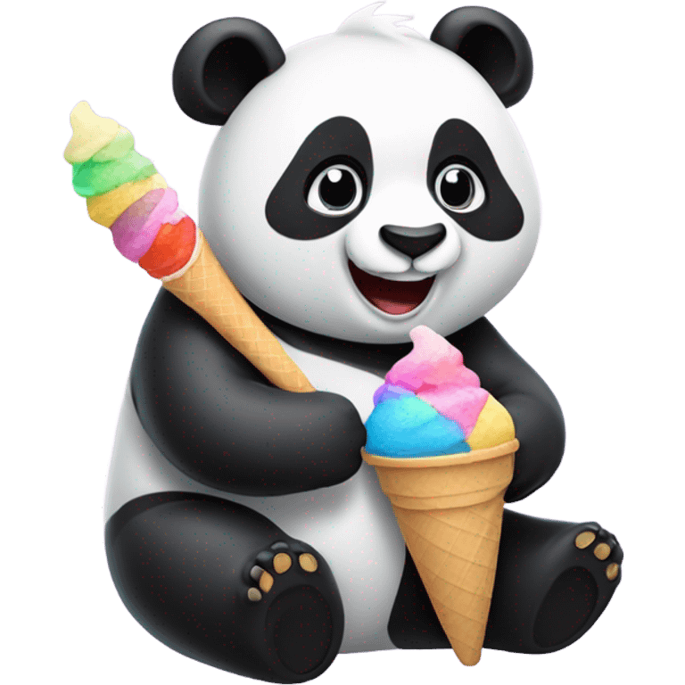 Panda eating ice cream emoji