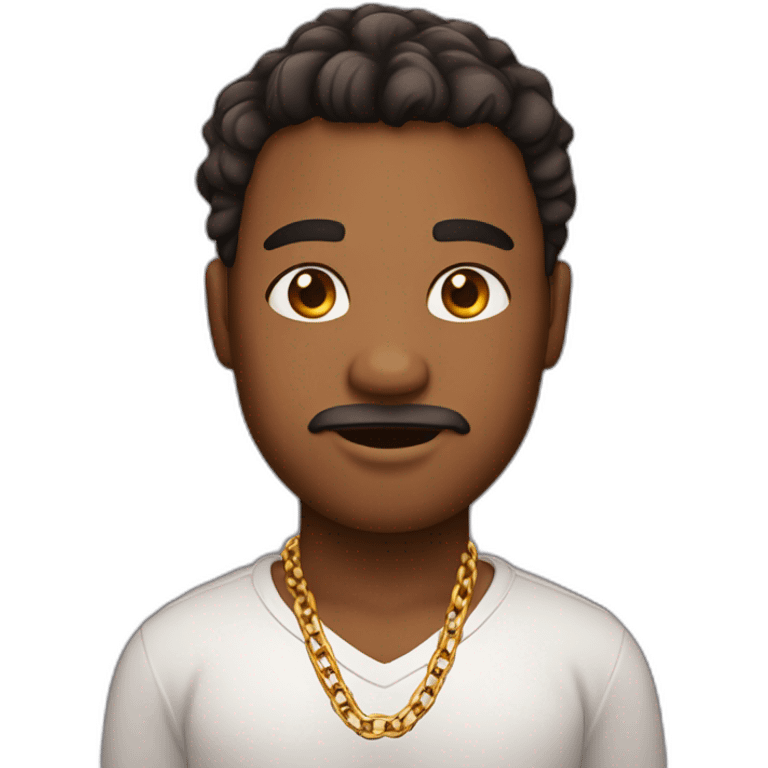 a man with Brown skin, chubby face and gradient cut hair with a chain around his neck emoji