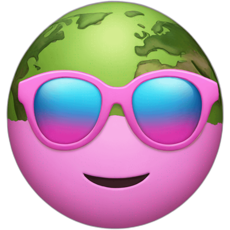 Earth with pink glasses emoji