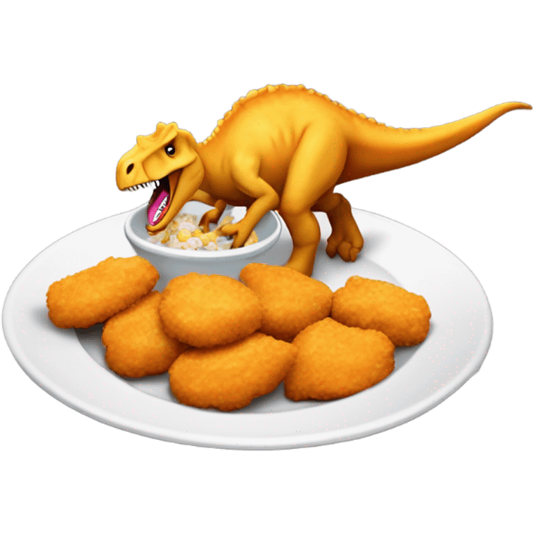 Dinosaur eating chicken nuggets  emoji