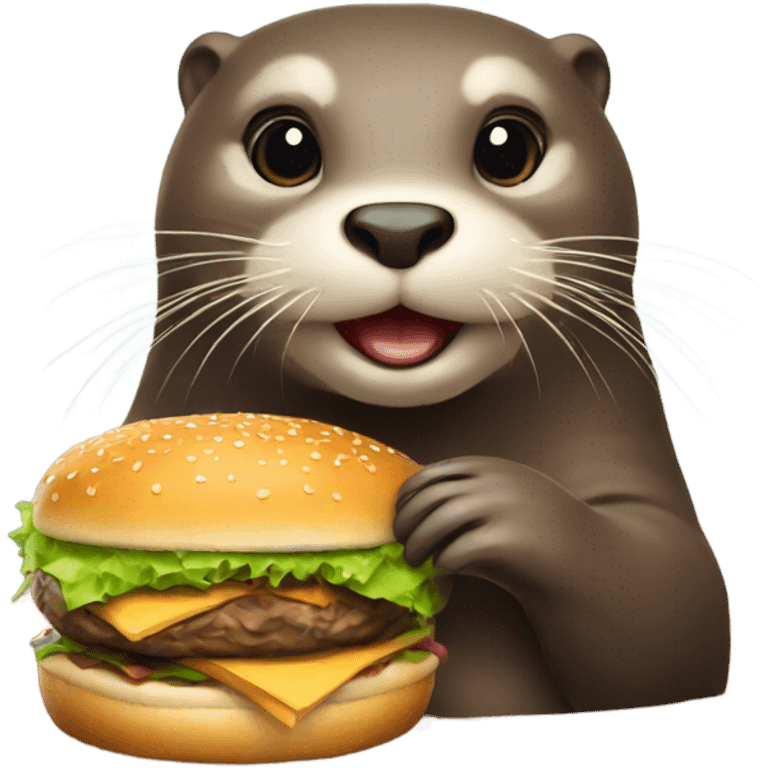 Otter with a burger emoji