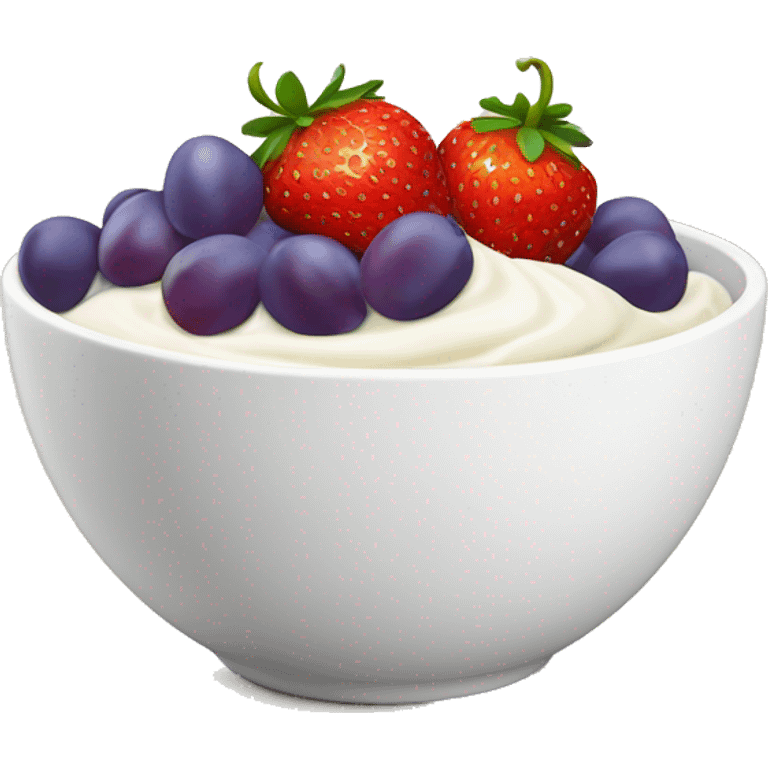 fruit yogurt bowl with strawberries and grapes emoji