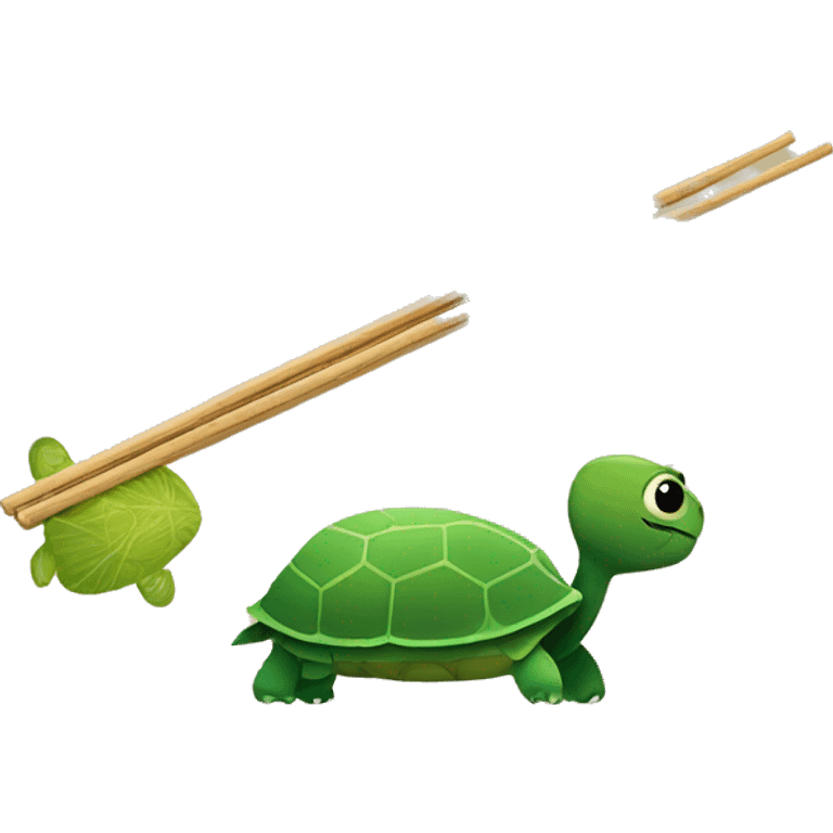 chopsticks and turtle emoji