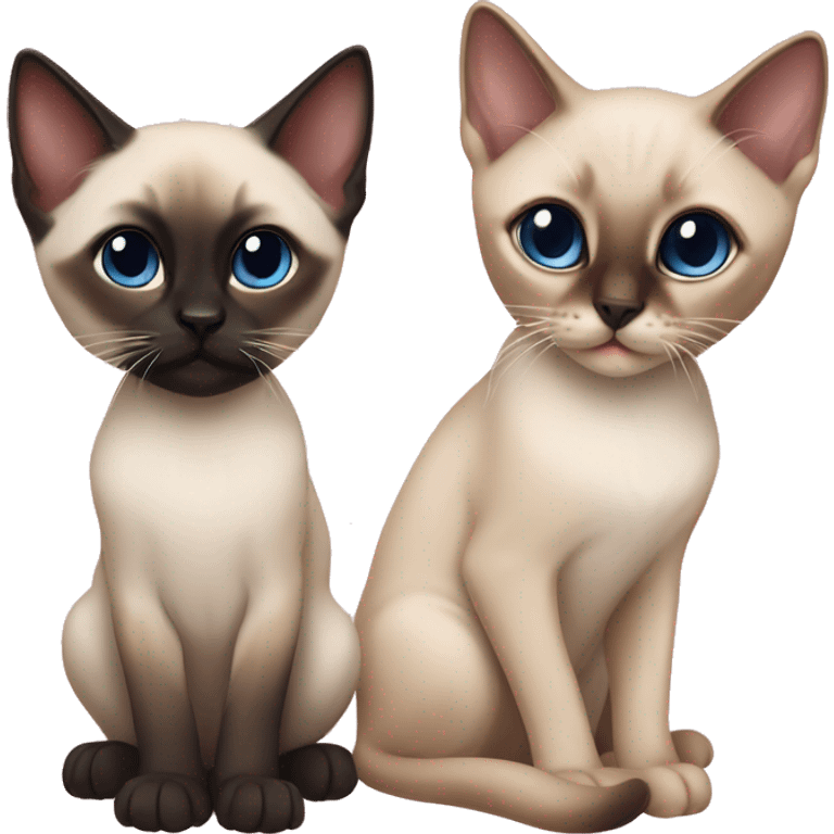 A boy Siamese kitten and a girl Siamese kitten emoji