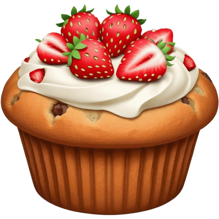 a muffin with small pieces of strawberry on top emoji