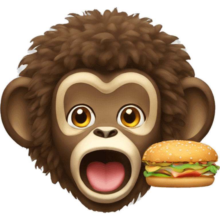 A Monkey with a afro eating fast food emoji