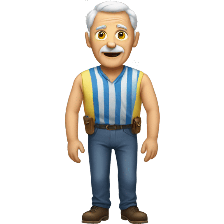 Tall old guy in a Swedish shirt emoji