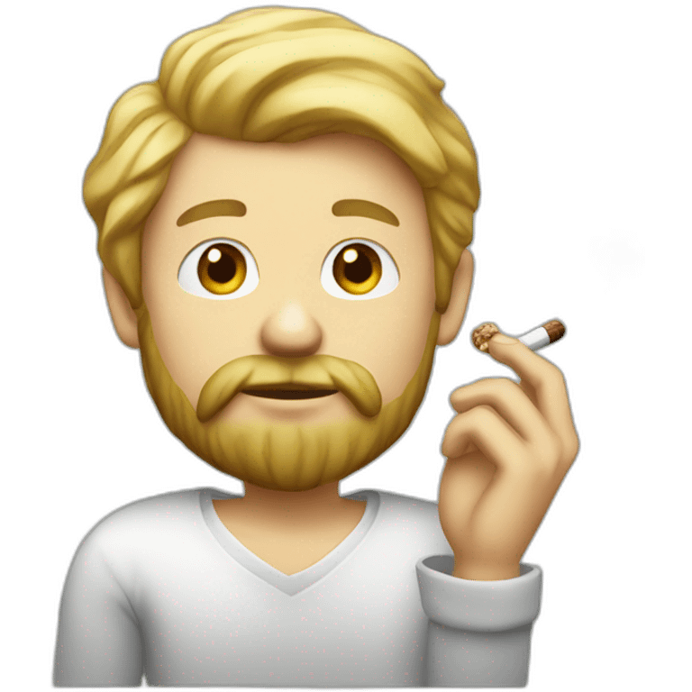 Blond man bearded smoking hazelnut emoji