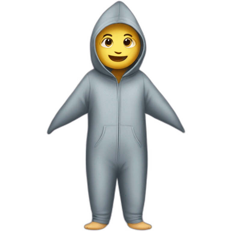 person in a pijama of shark emoji