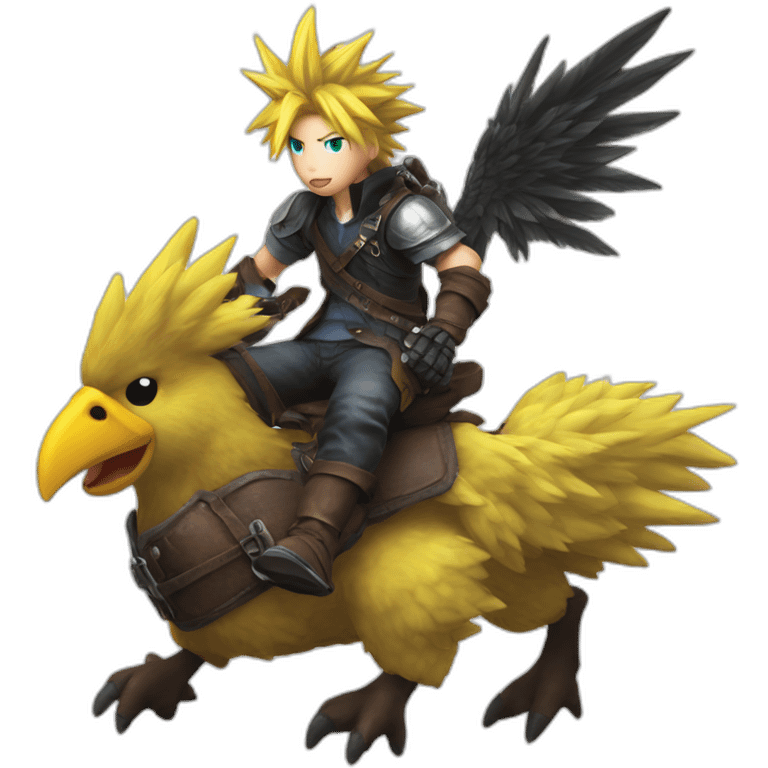 Cloud strife riding a chocobo emoji