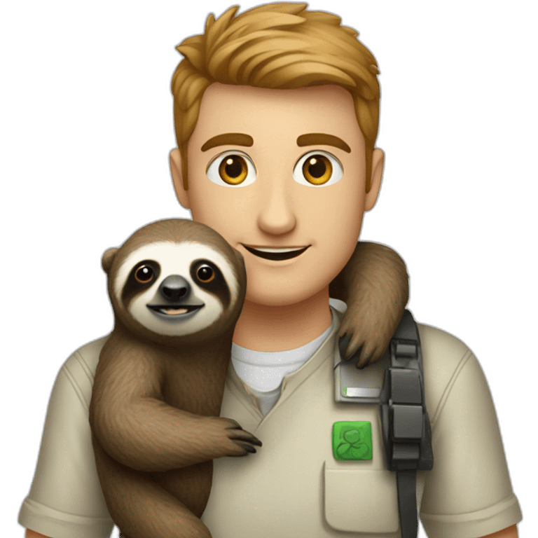 white irish software engineer with a sloth around the neck emoji