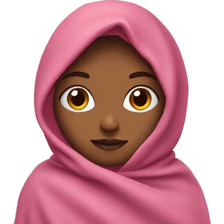 girl covered with a pink blanket emoji