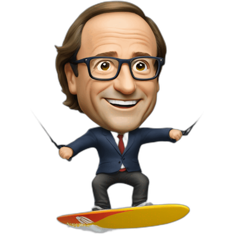 François Hollande faisant du kitesurf emoji