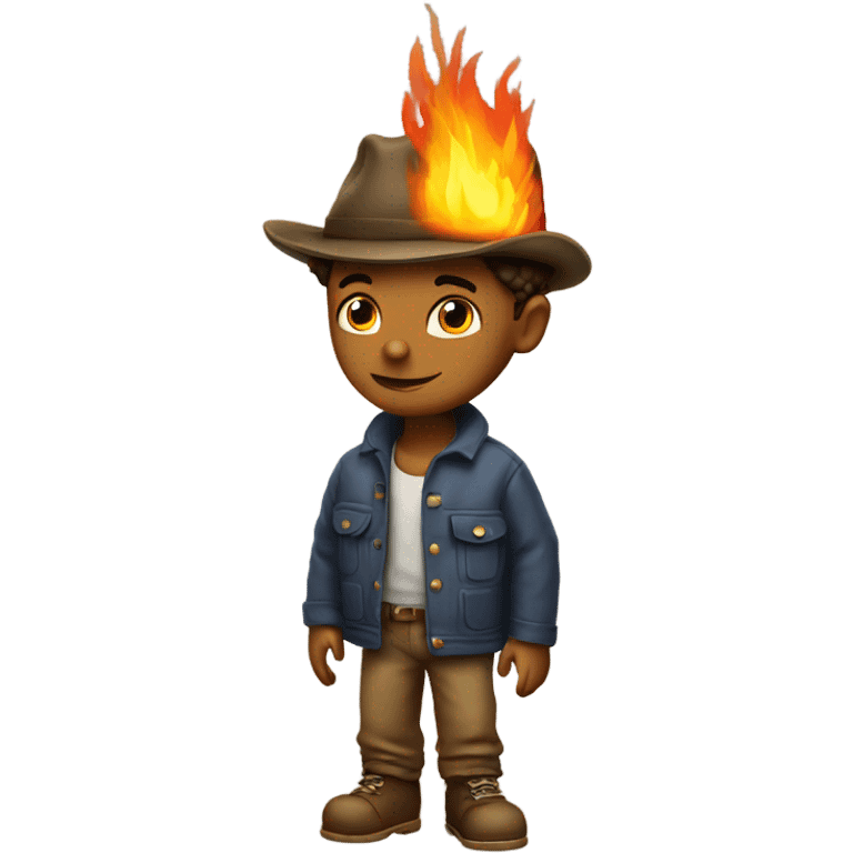 boy with hat by fire emoji