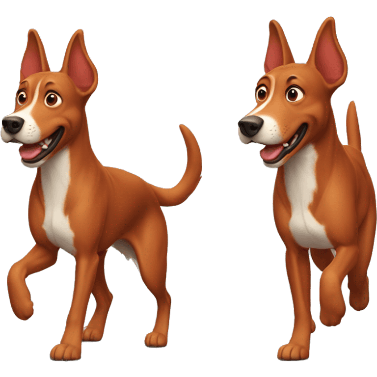 solid red dog with pointed ears running emoji