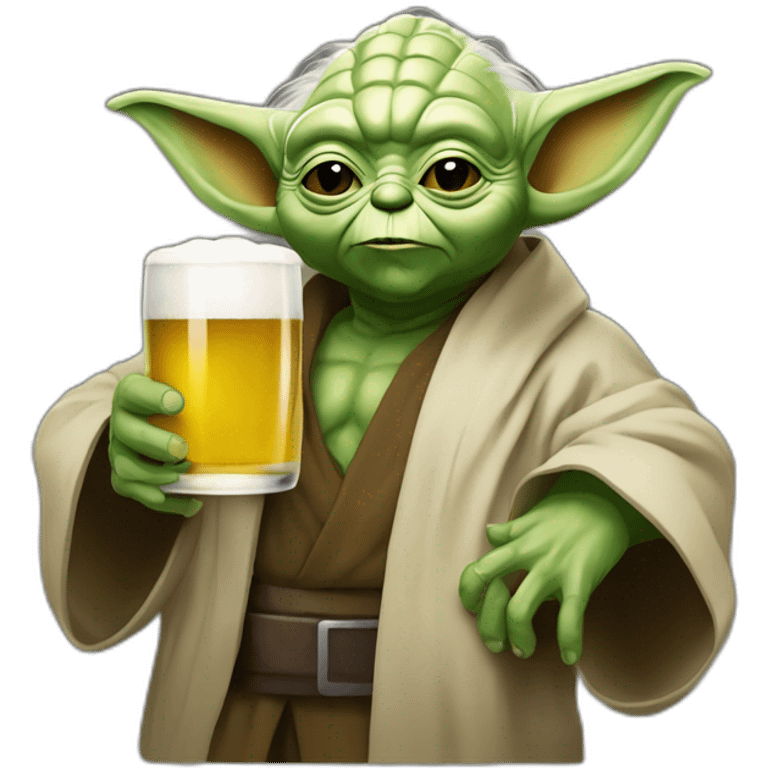 Maître yoda avec une bière emoji