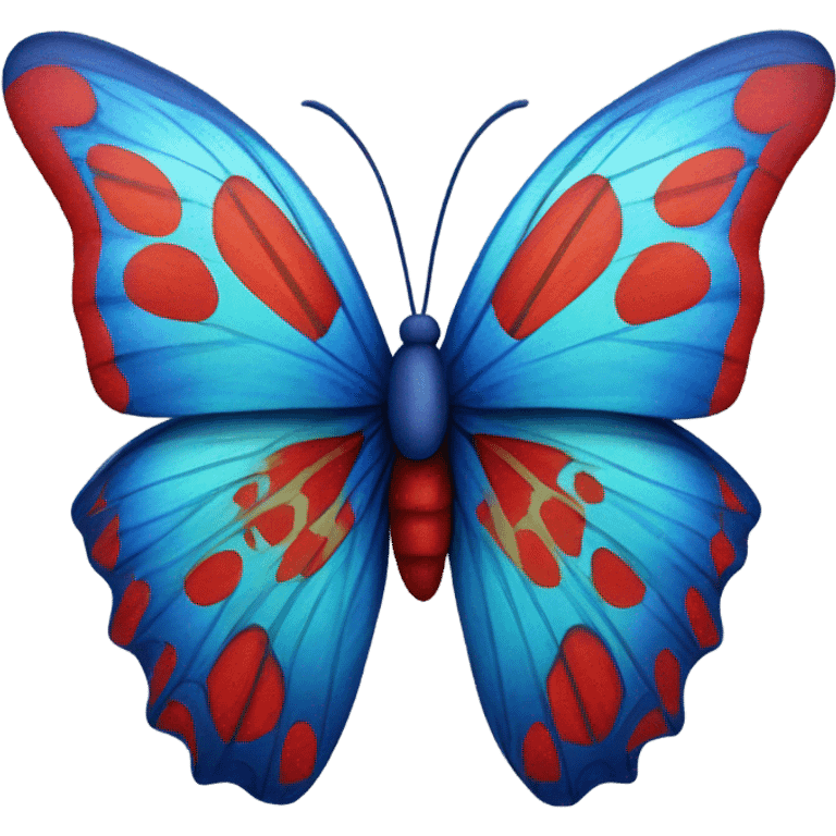 Blue and red butterfly emoji