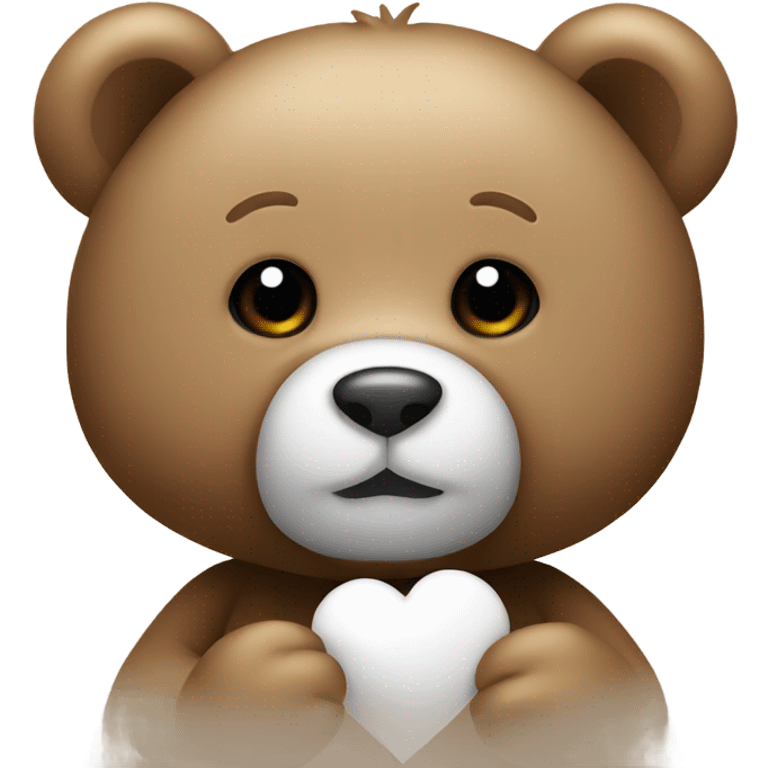 Teddy bear with a white heart emoji