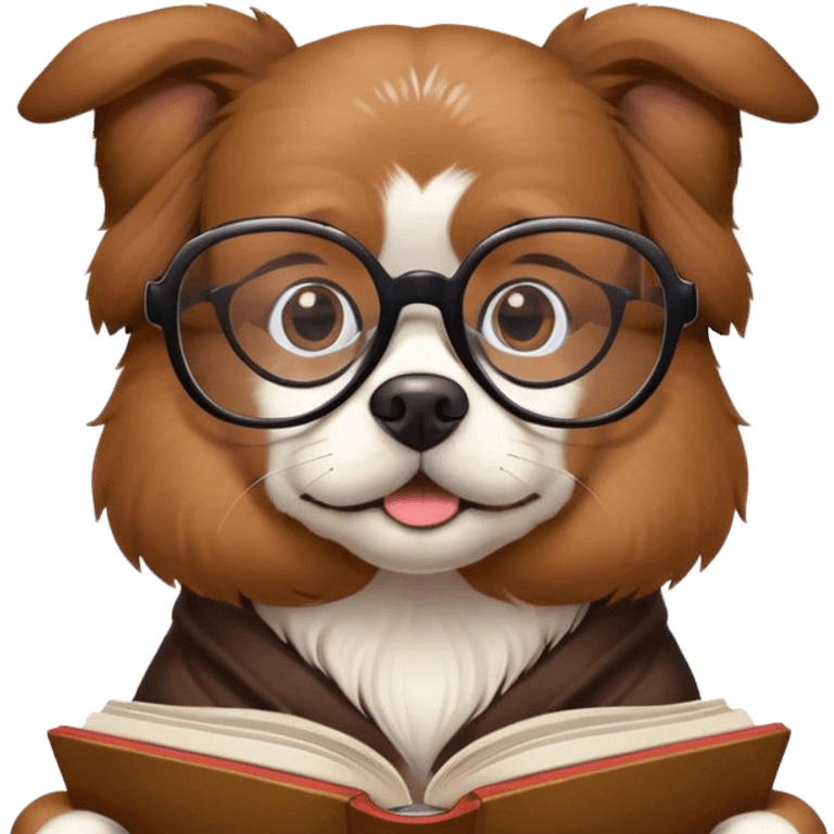 DOG reading with big glasses  emoji