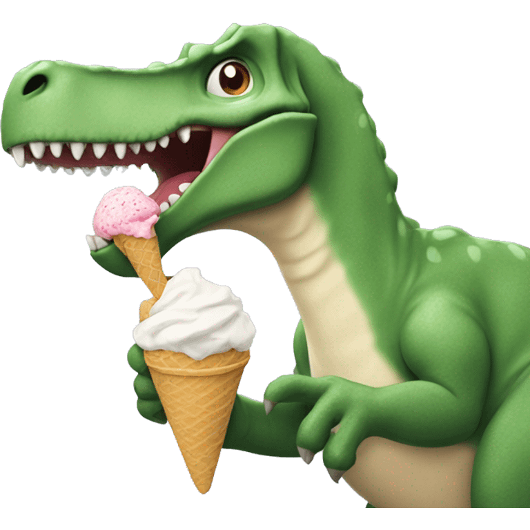 Dinosaur eating ice cream emoji