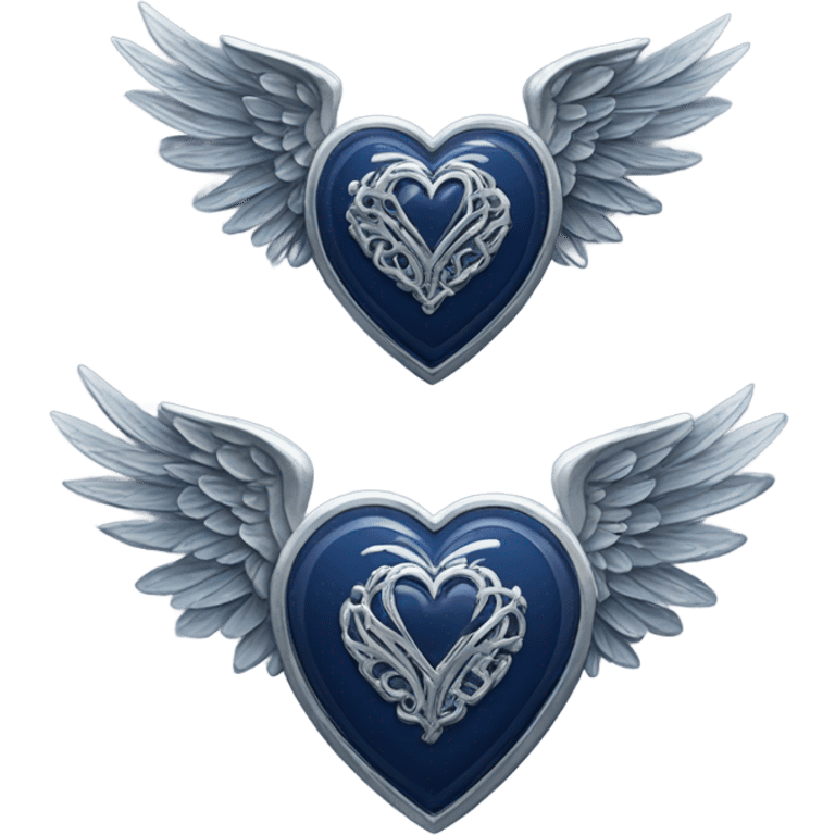 Navy blue heart with silver wings  emoji