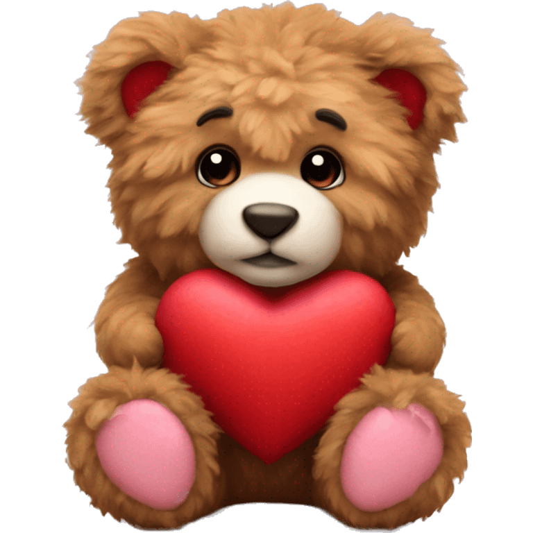 realistic fluffy Valentine's teddy  emoji