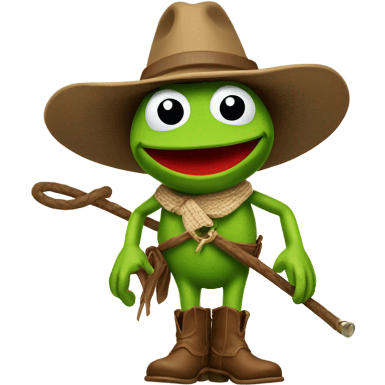 Kermit the frog and a cowboy emoji