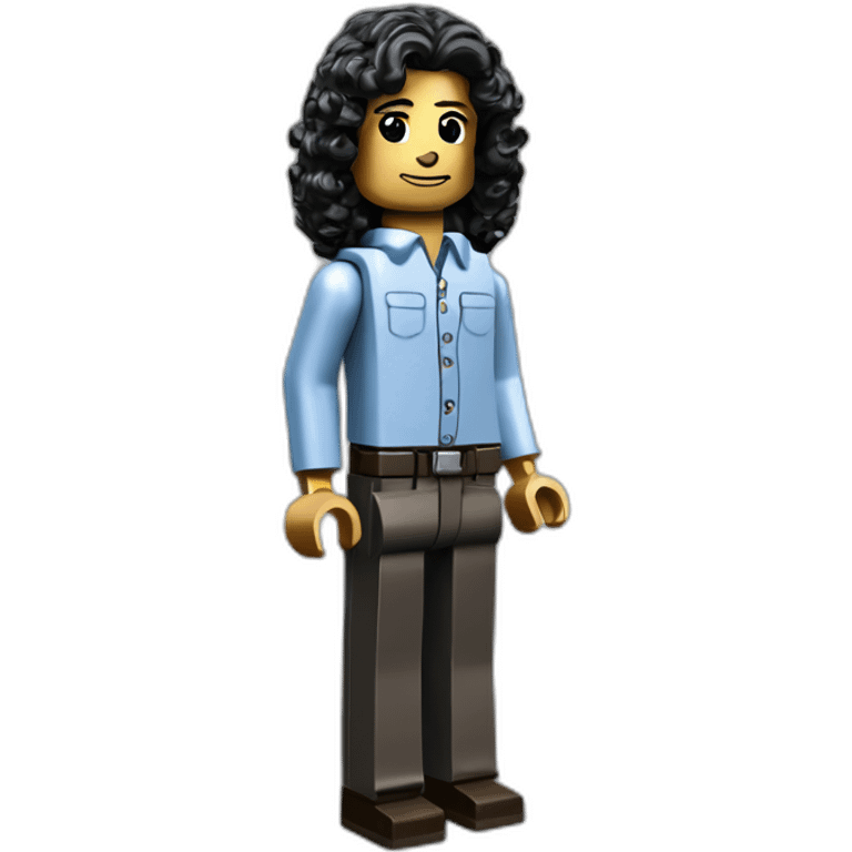 Programmer Lego like long curly dark hair emoji