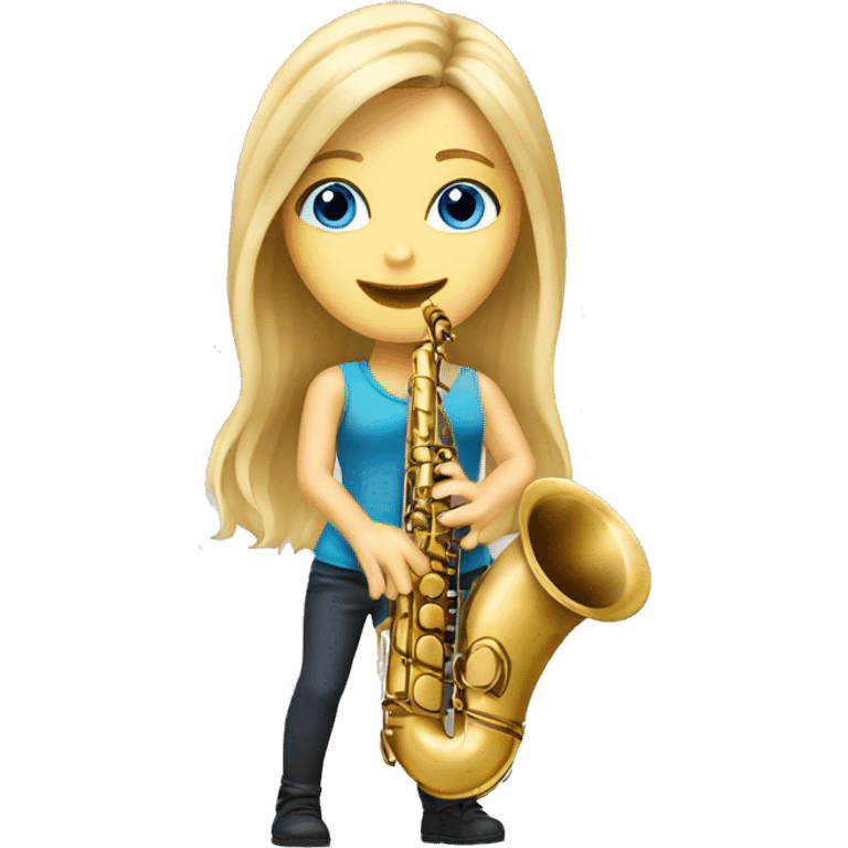 Blonde long hair blue eyes girl Playing saxophone  emoji