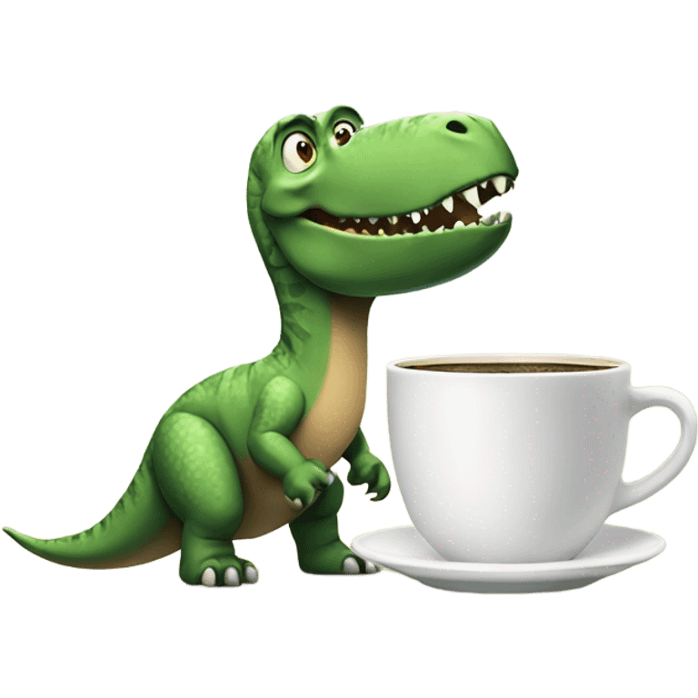 Dinosaur drinking coffee  emoji