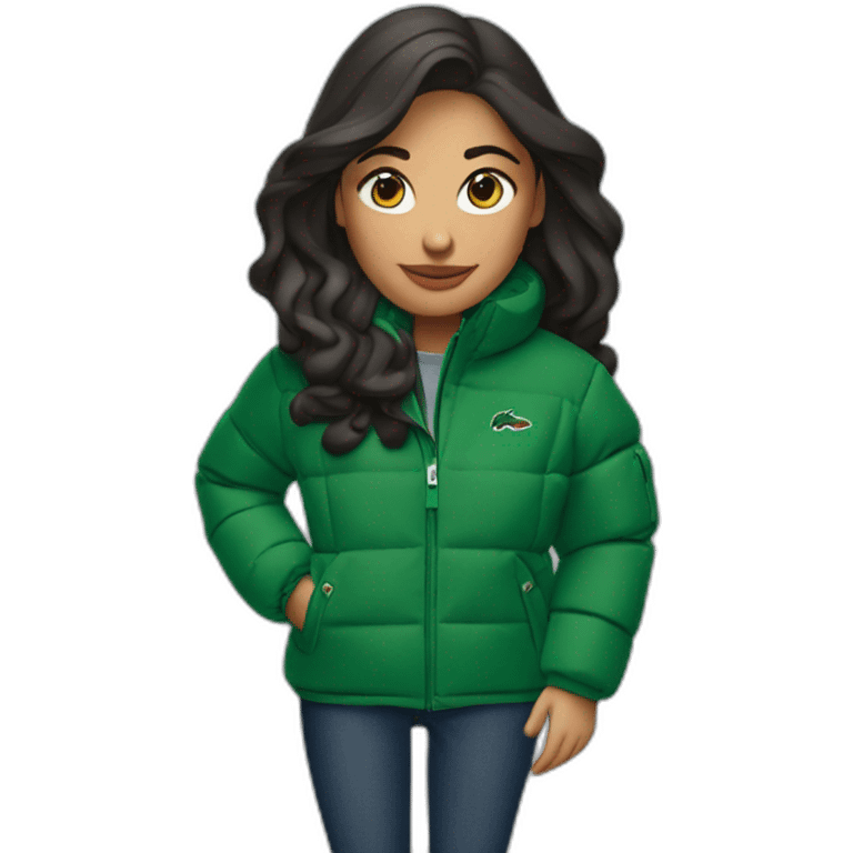 latina woman using Lacoste puffer jacket emoji