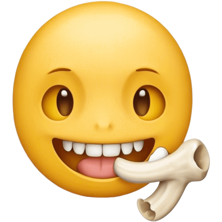 Yellow emoji with a bone in the mouth emoji