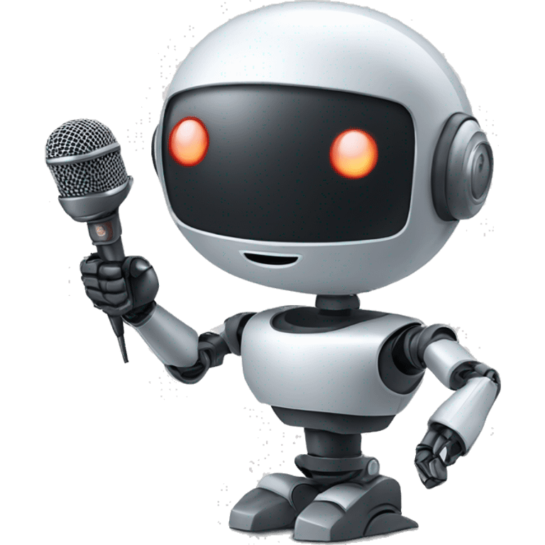 robot holds a news microphone emoji