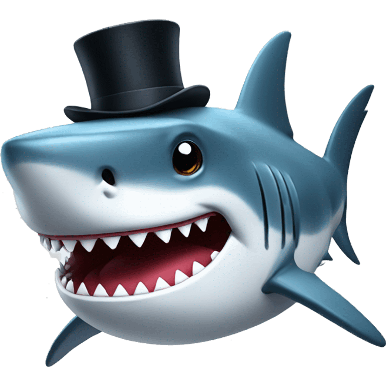 Shark with a top hat emoji