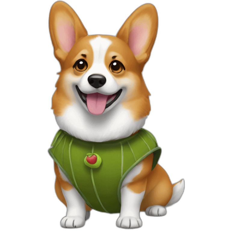 Corgi in a pickle costume emoji