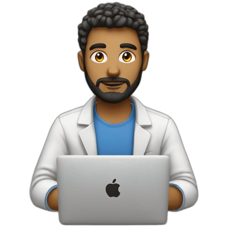 programmer with a little beard and work with MacBook emoji