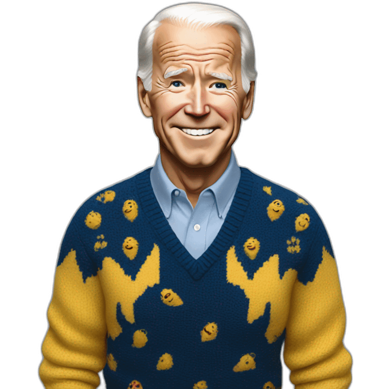 joe biden in blue and yellow sweater emoji