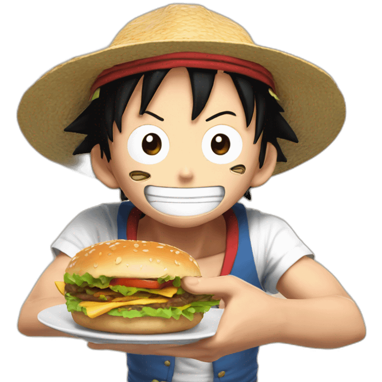 Luffy gear 5 qui manger un hamburger emoji